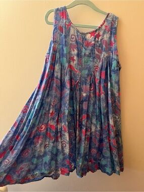 blue ginger Hawaiian Rayon Dress - Blue & Teal Tie-Dye